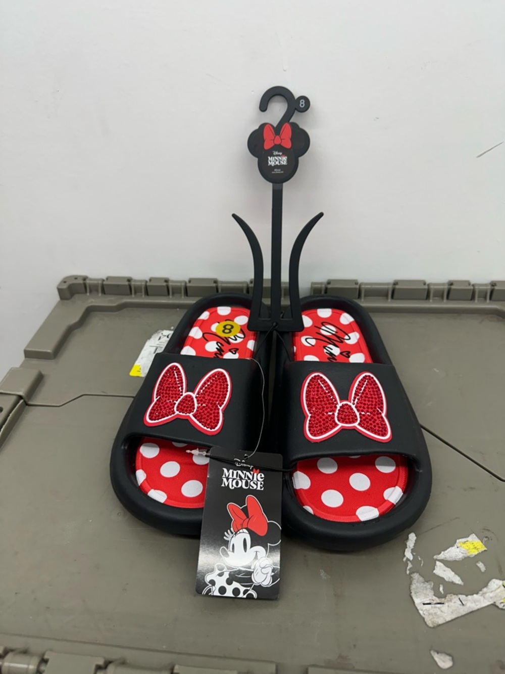 Disney Minnie Mouse Black Slides with Red Polka Dot Footbed